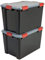 Iris Ohyama, Boite Rangement Hermétique, 70L, Lot de 2, Noir, Couvercle avec Joint Etanche, 6 Clips de Fermeture, Empilable, pour Exterieur, Garage, Vetement, Anti Poussiere, Sans BPA, AT-LD