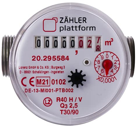 ZÄHLER plattform Contador de agua caliente de un solo chorro Qn 1,5, conector de 3/4 pulgadas, longitud de construcción de 80 mm, calificación 2021, válido hasta 2026, contador de agua
