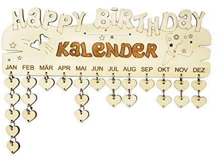 Geburtstagskalender Jahresunabhängig Holz Geschenke - zum Selbst-gestalten DIY Kalender Immerwährend Jahre, Zahlen und Datum