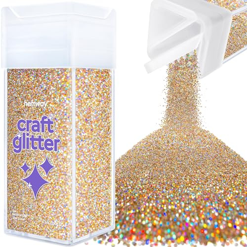 Hemway Craft Glitter Shaker Gold Silver Holographic 130g Microfine | for Resin & Epoxy Crafts, Christmas Art Supplies, Nail, Body, Face, Eye, Festival, Crafting, Slime, Sparkle