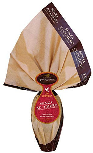 Uovo di Pasqua SENZA ZUCCHERO Extra Fondente - Pasticceria Antico Castello - 250 gr con sorpresa