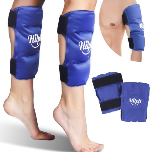 Hilph Paquete de 2 paquetes de hielo para piernas, férula de espinilla, paquetes de hielo para lesiones, pantorrillas y espinillas, manga de compresión fría para edema de piernas, extremidades