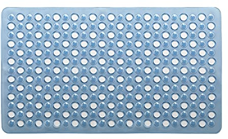 GEDY G-Maim Tappeto Antiscivolo Vasca con Ventose, Misure: 60X38, Tappetino Bagno in Resina, Finitura Azzurra, Design R&S Gedy, 100% Made in Italy, Tappeto Lavabile in Lavatrice, 2 Anni di Garanzia