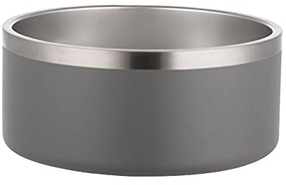 Gteller 32oz 64oz Stainless Steel Double Wall Dog Bowls,BPA Free Non-Slip Pet Dishes,Cat Food&Water Bowl with Rubber Base (32oz, Grey)