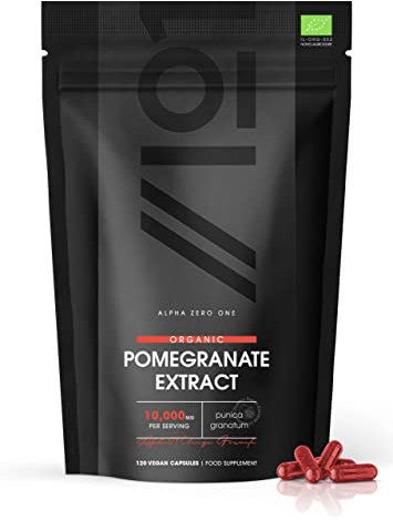 Organic Pomegranate Extract 10,000mg – High Strength Extract – Certified Organic, Non GMO, Gluten Free, Halal – 120 Vegan Capsule