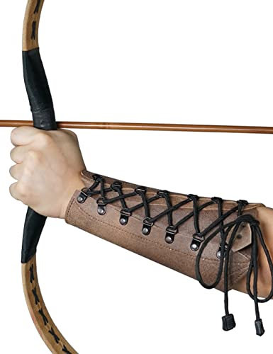 longbowmaker Bogenschießen Armschutz aus Leder 8.66 Zoll Schwarzer Unterarmschutz Armschoner für Bogensport (Brown)