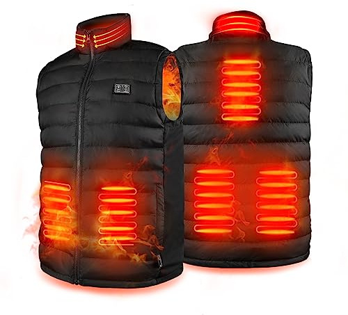 Warm Storm Electric USB Heated Vest Jacket for Men & Women, Heated Gilet Body Warmer with Neck Warmer, 5 Heating Zones 3 Temperature Settings, Machine Washable (Power Bank Not Included), XL