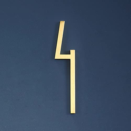 7cm Solid Brass 3D House Plaque Numbers 0-9 Letters A-Z Dash Sign Adhesive Glued Hotel Office Door Number Indoor Mailbox Address Digital Alphabet for Home Outdoor Plates Doorplate Room (4)