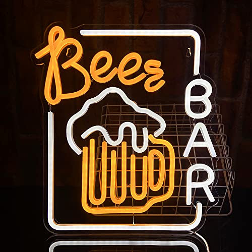 PILOYINDE Bier Neon Schild Bar Deko Party Zubehör,Led Deko Leuchtreklame,Bier Neonlicht Schriftzug Beleuchtung，Festrestaurant Wand Deko Leucht Deko, Bier Geschenke Für Männer