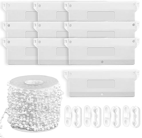MEGYAD 10 PCS Lamellenvorhang Beschwerungsplatten: Lamellenvorhang Ersatzteile 127mm mit 10m Kette Rollokette + 4 Rollo Kettenverbinder Vertikaljalousien Gewichten Lamellen Vorhang Zubehör