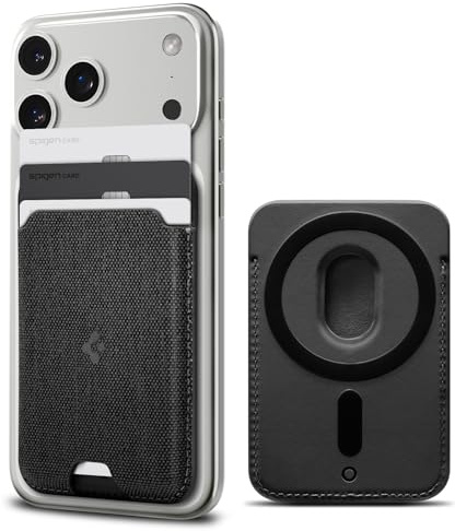 Spigen Urban Fit MagFit MagSafe Kartenhalter Kompatibel mit iPhone 17/16/15, andere MagSafe-Modelle und Google Pixel 10-Serie mit Pixelsnap - Schwarz