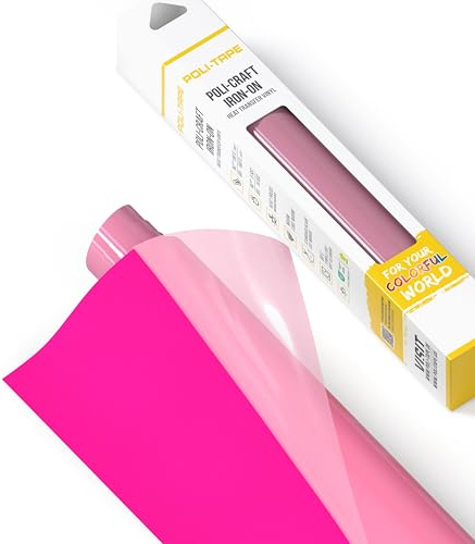 POLI-TAPE TUBITHERM® FLOCK - Film de Transfert Velouté pour Textiles - Thermocollant pour T-shirts DIY - Rose - 30,5 cm x 61 cm