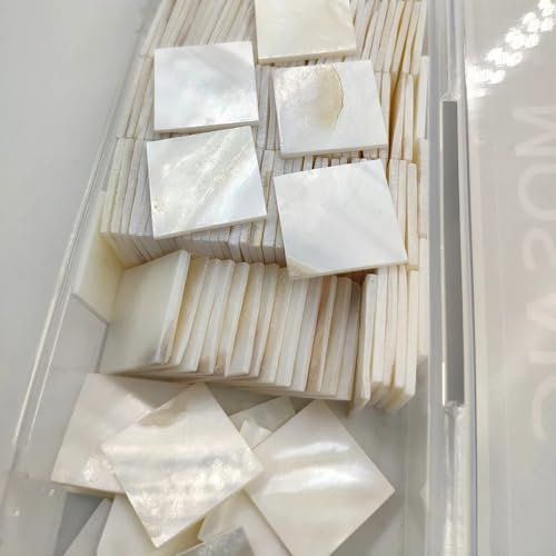 LSYHHXC Tesselles Mosaique Carrelage mosaïque en Nacre, carré, Rond, hexagone, en Forme d'éventail, Couleur Blanc Pur, for Artisanat, décoration DIY, 25 pièces 47(Square)
