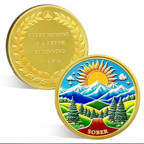 ACGZQY Sobriety Chip - Sunrise of Renewal Sobriety Coin NA AA Coin and Medallion Sober Chips Sober Anniversary Token Sobriety Gifts Alcoholics Anonymous Recovery