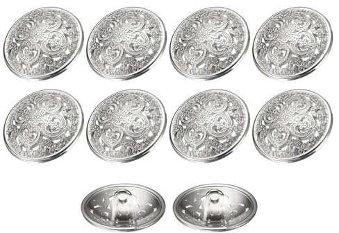 sourcing map 10pcs 32L Metal Round Hollow Sewing Buttons 20mm 4/5 Zinc Alloy Clothes Craft Replacement Button for Men Women Coat Uniform Shirt Suit, Silver Tone