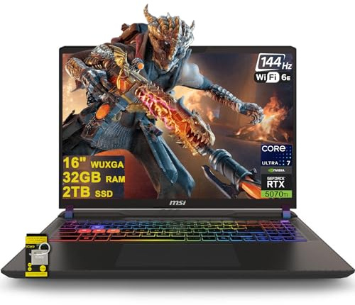 MSI Vector 16 HX AI Gaming Laptop 16 QHD+ IPS 240Hz Intel 20-core Ultra 7 255HX (Beats i9-14900HX) 32GB RAM 2TB SSD GeForce RTX 5070 RGB Backlit Thunderbolt5 Wi-Fi 6E Win11 ICP Hub w/Copilot AI PC