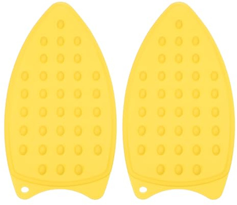 PATIKIL Tappetino in silicone per ferro da stiro, 2 pezzi, multiuso, resistente al calore, piastra protettiva per asse da stiro, resistente al calore, tappetino compatto per vapore, giallo