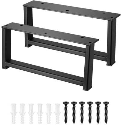 2 Pcs Pied de Table Metal, Pied de Bureau, Pieds de Table a Manger, Pieds de Meubles Noirs Rectangulaires, pour Plan de Travail Maison Bureau Salle à Manger Tables Canapé(H : 93 mm, L : 200 mm)