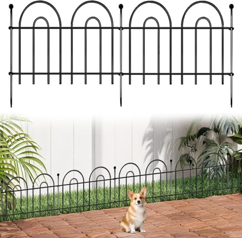 20 Pack Garden Fence Border 26 Ft Total Metal Wire Fencing 18.9 in High Rustproof Iron Animal Barrier for Flower Bed Edging No Dig Landscape Panel Black