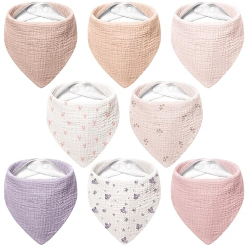 Bearmoss Musselin Baby Lätzchen 8er Pack 100% Baumwolle Baby Bandana Sabber Lätzchen für Unisex Baby Mädchen Jungen Sabbern und Zahnen