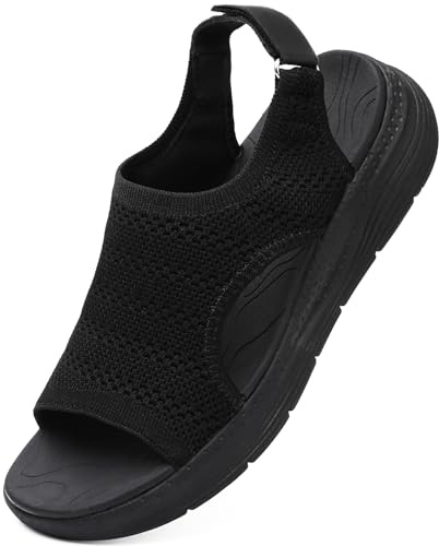 DimaiGlobal Sandales Femme Orthopédiques Été Confort Support Voûte Plantaire Bride Arrière Réglable Compensée Lavable en Machine Bout Ouvert Sport Marche Respirant