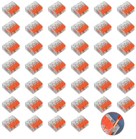 40 Stück Kabelklemmen Elektro, 3 Polig Kabelverbinder Mit Betätigungshebel Lüsterklemmen Set Verbindungsklemmen Klemme bis 4 mm² Feste Kabe Frei Kombinierbar Für Hausverkabelung Und Automobilbereich