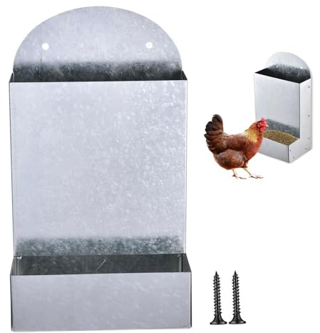 Mangiatoia per cereali di pollo, distributore di cibo per anatre in metallo, dispenser di cibo per pollame, contenitore per cibo per anatre, mangiatoia per pollame, per agricoltori agricoli