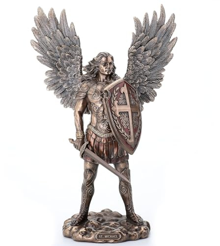 Veronese Design St. Michael The Archangel in Battle Gear Bronze Finish Statue