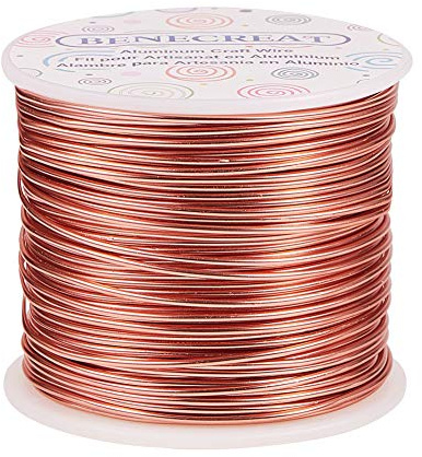 BENECREAT Calibre 15 (1.5mm) Fil d'aluminium 68m (220FT) Artisanat de Bijoux anodisé Faisant perlers Le Fil de l'artisanat en Aluminium coloré - cuivre