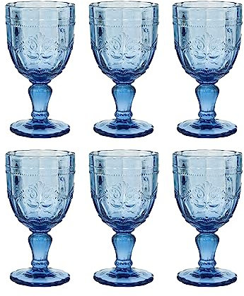 BUTLERS Weingläser 6er Set 230ml Vintage Kelchgläser -VICTORIAN- Wassergläser mit Fuß | Retro Gläser mit Prägung & spülmaschinenfest | für Rotwein, Wasser, Cocktails