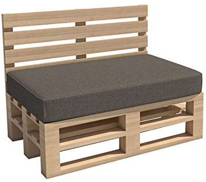 Chilly Pilley Coussin De Palette EU - De Jardin Intérieur Extérieur Lavable Amovible - Siège et Dos (D'assise 120x60x15, Gris)