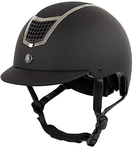 Bieman de Haas BR Reithelm Lambda mit Glitzer und praktischen Lüftungslöcher auf der Oberseite (56/58, Schwarz/Gunmeta)