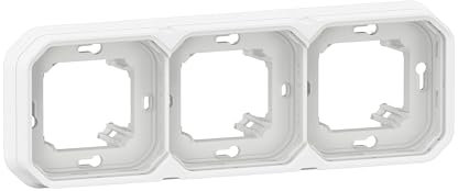 LEGRAND, Plexo New 069698L Cadre de support encastré 3 prises horizontal et vertical pour pièces humides Blanc