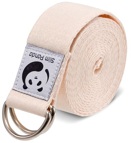 Slim Panda Cinturón de Yoga de Algodón, Práctica Correa Con Bucles Metálicos para Yoga, Estiramiento, Fitness, Pilates y Gimnasia (180cm)