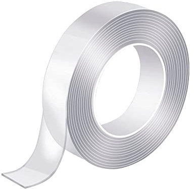 Cinta doble cara extrafuerte 19mm x 5metros, cinta adhesiva doble cara extrafuerte, cuelga cuadros sin clavos de 19mm x 5metros, cinta doble cara TRANSPARENTE fijación extra fuerte (19mm x 3m)