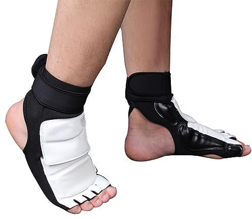 Taekwondo Fußschutz, PU Schwamm Korea Taekwondo Doppelfixierung Elastischer Fußschutz Kampfsport Kickboxen Karate Hapkido Fußausrüstung Fußbandage Taekwondo Zubehör Für Kinder Boxsack MMA Training