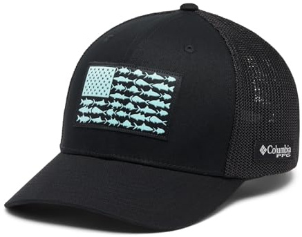 Columbia Unisex PFG Fischflagge Mesh Ballkappe, Schwarz/Schwarz, S/M, Schwarz/Schwarz, S-M