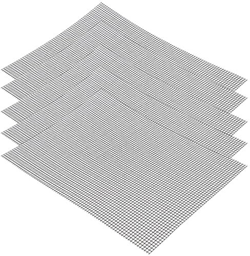 5 Stück Antihaft Gitter Grillmatte, Grillmatten set, 42 x 36 cm Teflon Netz Grillmatte, Wiederverwendbar, BBQ Grillmatte für Gasgrill, Holzkohle, Elektrogrill, Backofen, Kochen, Luftfritteuse