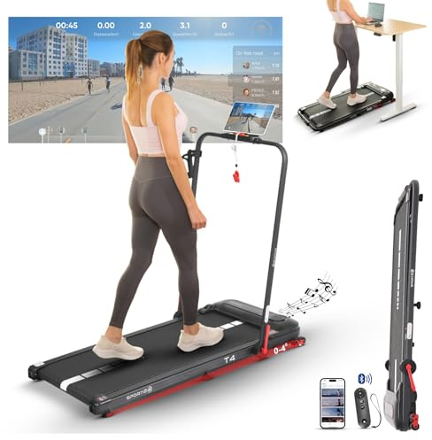 Sport24 Walking Pad Treadmill with Incline, 1-12km/h, Foldable Under Desk | 4% Incline, 2.5HP Motor, 120kg Max, With Handle, App & Remote, Bluetooth Speaker, Quiet, Ultra Slim, Running Machine