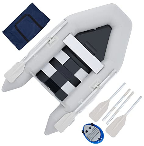 CO-Z Schlauchboot 2 Personen Aufblasbares Boot 2,3M 230x130x33cm Sportboot mit 2 Paddel und Luftpumpe Grau Paddelboot Ruderboot Schlauchboot Angeln mit Sitzbank Aluboden