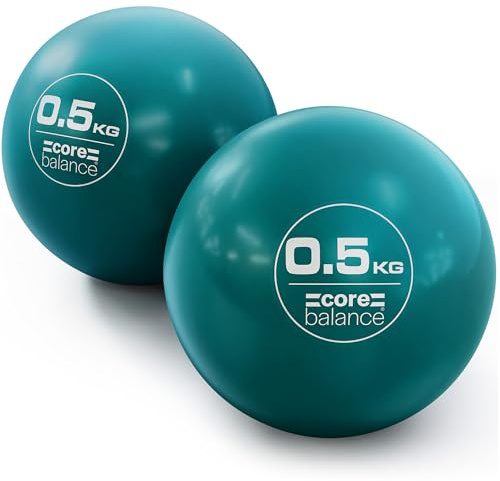 Core Balance Weighted Toning Balls, 2 x 0.5kg Soft Hand Held Pilates Yoga Exercise Fitness Rehab Recovery Balls, Sand Filled, Smooth Touch PVC Shell for Firm & Comfy Grip (Pair of 0.5kg Balls)