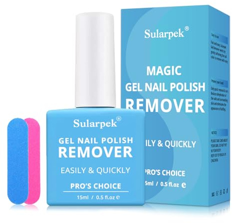 Sularpek 1 Pezzi 15ml Remover Semipermanente Unghie, Solvente per Smalto Semipermanente, Professional Non Irritating Gel Remover unghie, Rimuove Facilmente e Rapidamente lo Smalto in 3-5 Minuti
