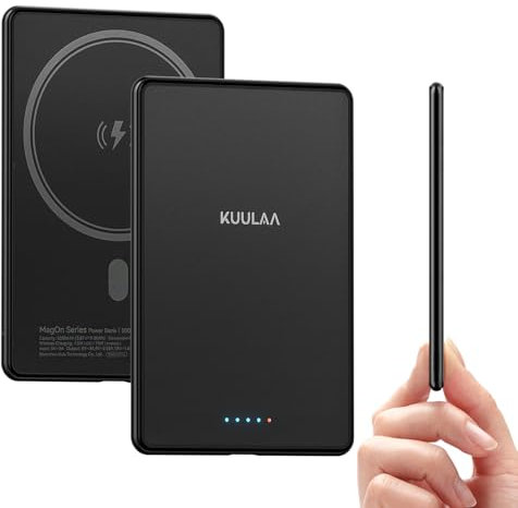 Kuulaa Ultra Slim PowerBank für iPhone, 5000 mAh MagSafe PowerBank mit Type C 20W Ausgangsleistung, Schnellladefunktion, 7,2 mm Dünn, Mini Powerbank für iPhone 16 Pro Max/15 Pro/15/14/13/12 Series
