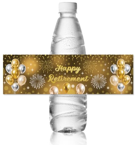 ANATTASOUL 30 Feuille D'Étiquettes pour Bouteilles d'eau avec Ballons Et Feux D'Artifice pour Bouteille d'eau Étiquettes de Bouteille d'eau Potable Fête