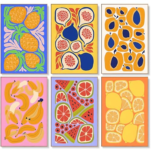 Offito Art 6 Pack Paint by Numbers for Adults - 8x12 Inch Fruits Paint by Numbers Kits on Canvas for Adults Beginners, Fruits DIY Acrylic Oil Adult Painting by Number, Perfect for Gift Home Decor