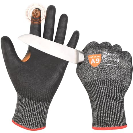 Donfri Level 9 Cut Resistant Safety Work Gloves, High Protection Cutting Proof Chainsaw Gloves with Reinforced Thumb, Non Slip, Durable, Touch-screen (1 Pair, L)