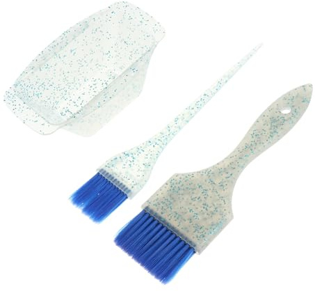 Healeved Bol de Teinture pour Cheveux Bleu Pinceau à Poils Doux et Poignée Antidérapante Ensemble Professionnel 2 Pièces pour Salon de Coiffure et Usage Personnel