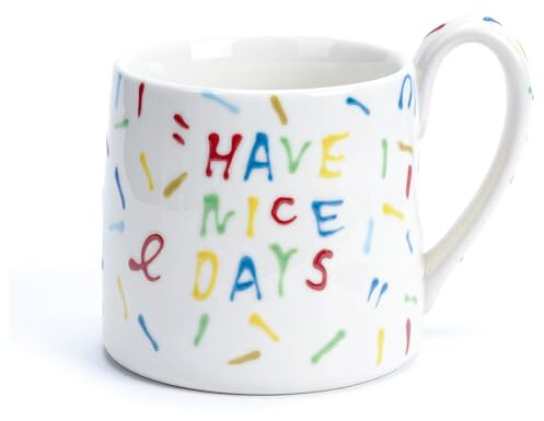 Have Nice Days kopp 400 ml, handmålad keramisk kaffekopp, vardagsgåva för vänner, kollegor, familj & partners, diskmaskins- och mikrovågsugnssäker