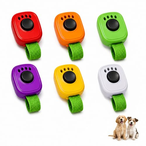 Omnikryp 6 Piezas Clicker Perro, con Anillo Clicker, Diseño Ergonómico Adiestramiento Clicker-Perro, Clickers de Entrenamiento para Perros, para Gatos, Cachorros, Pájaros (6 Colores)