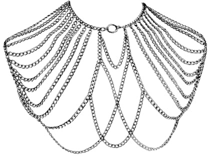 Collier d'épaule en alliage pour homme - Chaîne de corps - Bijoux de personnalité pour les boîtes de nuit et les fêtes de plage - Chaîne de corps élégante, Medium, Comme décrit, Comme décrit.